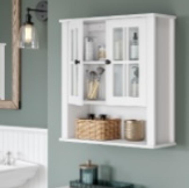 RiverRidge Danbury 22.69-in x 24.25-in x 7.75-in White Soft Close Bathroom Wall Cabinet