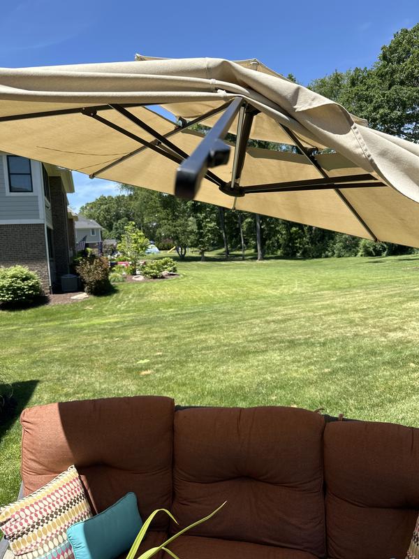 allen + roth 11-ft Aluminum Tan Crank Cantilever Patio Umbrella
