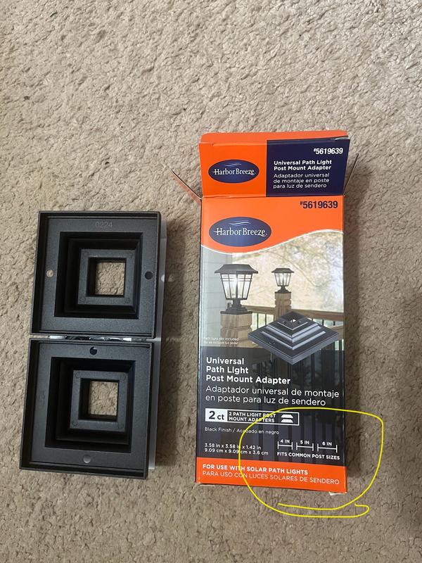 Harbor Breeze 2-pack Universal Path Light Post Mount Adapter LS1393-BKM ...