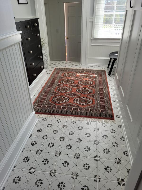 allen + roth Sorrento White 8-in x 8-in Matte Porcelain Patterned Floor ...