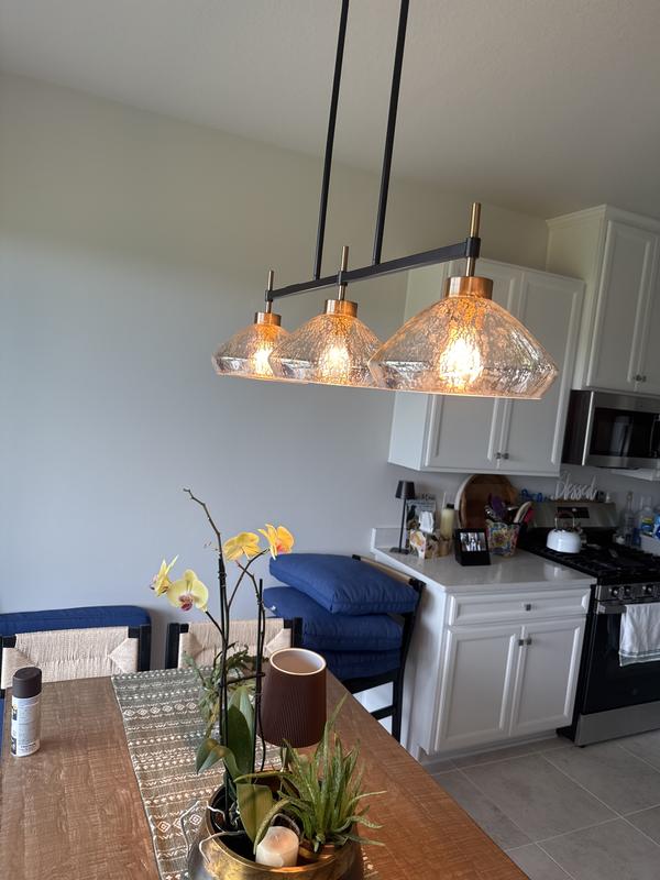 LNC Quoridan 3 -Light Polished Gold Modern/contemporary Seeded glass ...