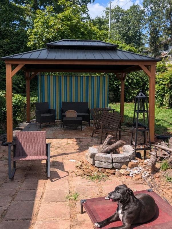 ELEVATE OUTDOORS Glamwood Cedar Wood 11-ft x 13-ft Hardtop Roof Iron ...