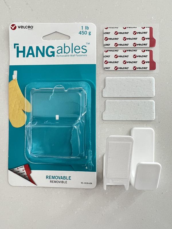 VELCRO® Brand HANGables® Small Removable Adhesive Wall Hooks (White - 2  Pack)