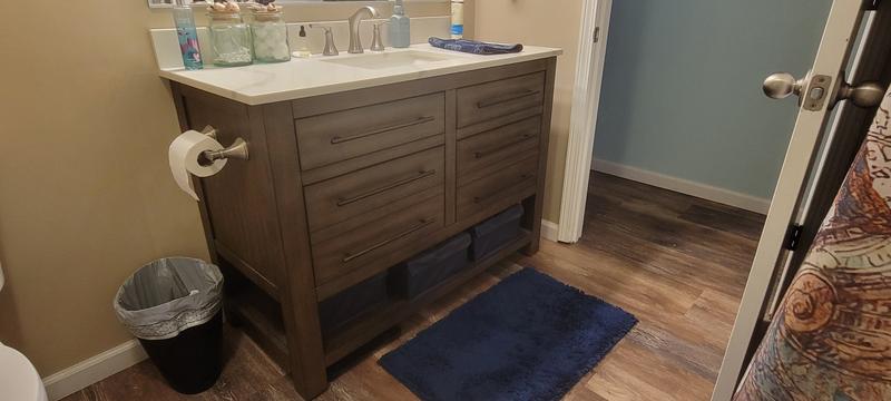 allen + roth Kennilton 60-in Gray Oak Double Sink Bathroom Vanity with Gray Oak Engineered Stone Top