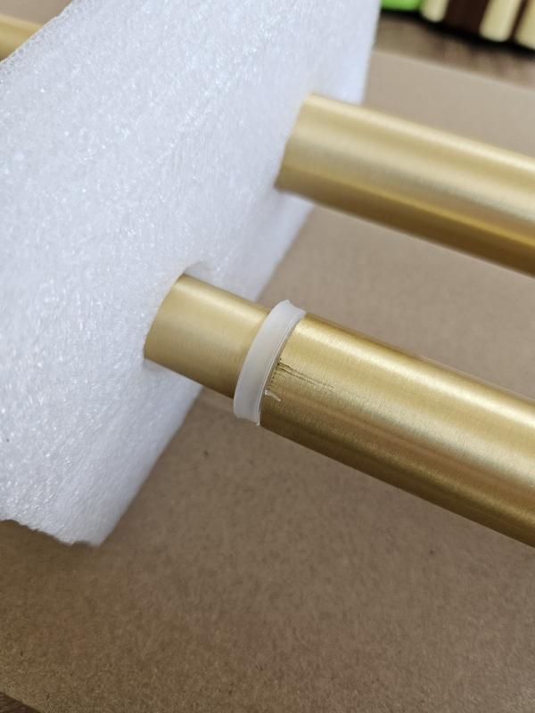 allen + roth 44-in to 72-in Brushed Gold Fixed or tension Double curve ...