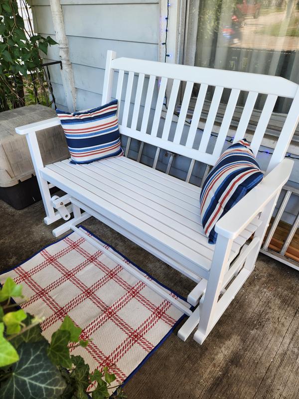 Costway White Wood Frame Glider Rocking Chair with Solid Seat HCST00539 ...