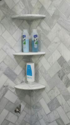 Crema Marfil Marble Both Side Polished Bathroom Corner Shelf 9''x9'' by  Tile Spot