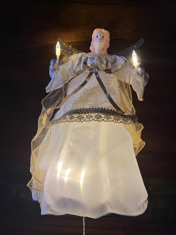 GE 14-in Angel White/Gold White Christmas Tree Topper