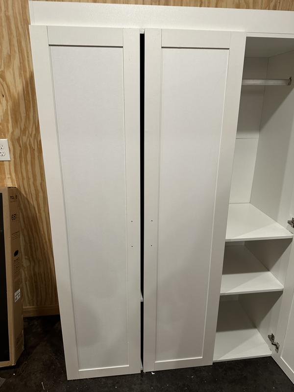 FUFU&GAGA Contemporary 3-Door Wardrobe With Hanging Rod, Shelves, And Drawers - Spacious And Durable Armoire For Organizing Clothes And Bedding LJY-KF330053-01+02 At