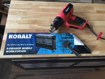 Kobalt 46.1-in L x 37.2-in H 9-Drawers Rolling Green Wood Work Bench