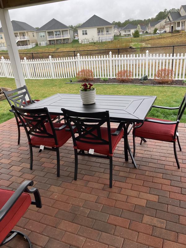 Garden Treasures Kingsmead 7-Piece Black Patio Dining Set with Red