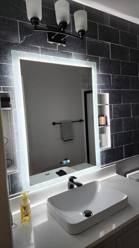 Ancerre Designs Immersion LED Frameless Mirror with Bluetooth, Defogger and Digital Display, 48 in. x 40 in.