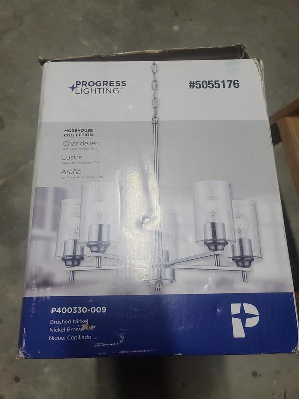 Progress Lighting Morehouse 5-Light Brushed Nickel Transitional Chandelier