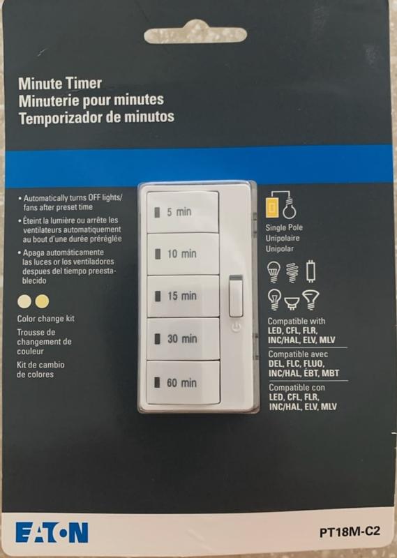 Eaton 15-Amps 120-volt In-wall Countdown Lighting Timer PT18M-C2-KB-LW ...