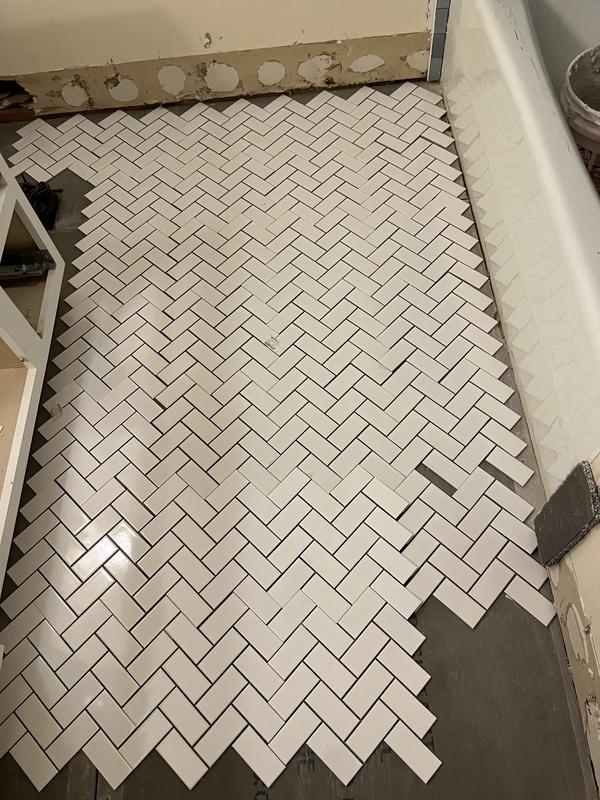 Hudson 11-in x 11-in Glossy Porcelain Herringbone Subway Wall Tile (1-sq. ft/ Piece)
