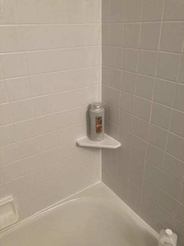 New Questech 10 Construction Wall Mounted Corner Shower Shelf Tile Gloss  White