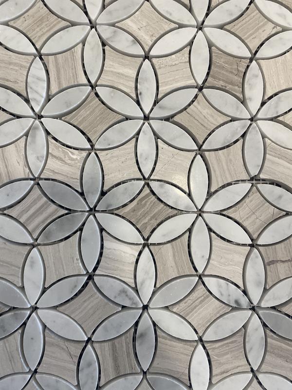 Apollo Tile Desert Hills White and Beige 12-in x 15-in Polished Natural Stone Marble Pinwheel Patterned Floor and Wall Tile (6.17-sq. ft/ Carton)