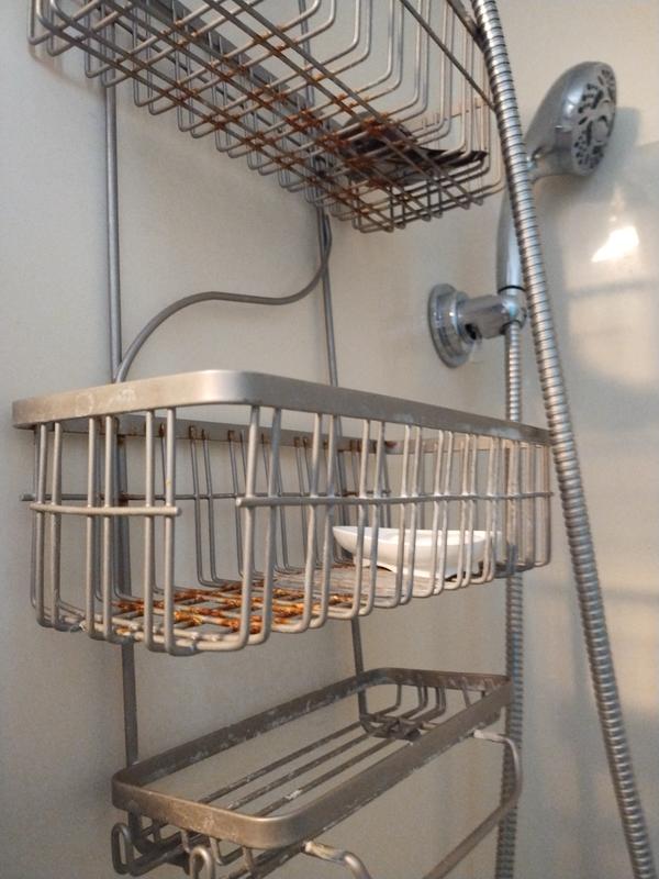 Style Selections 25.5-in H Over the Showerhead Steel Satin Nickel Hanging Shower Caddy Style Selections 25.5-in H Over the Showerhead Steel Satin Nickel Hanging Shower Caddy