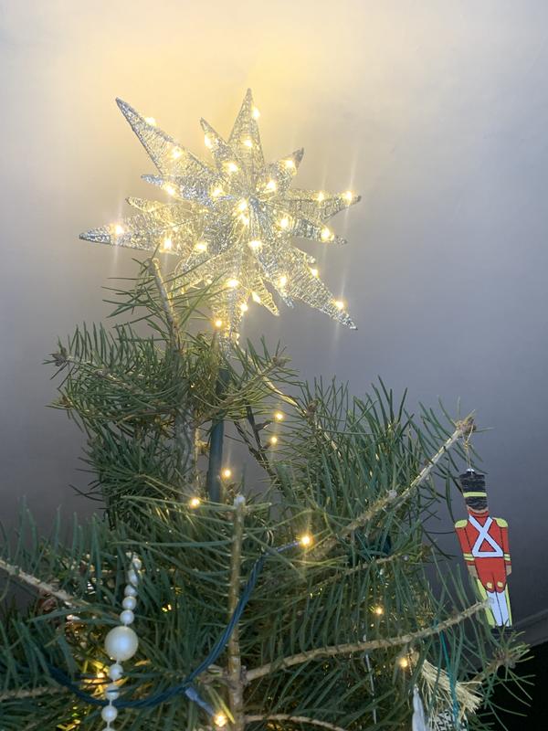 GE 12-in Star Silver White Christmas Tree Topper in the Christmas