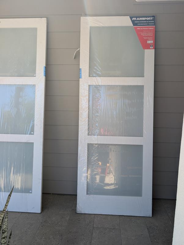 RELIABILT 48-in x 96-in Primed Solid Core 3-panel Frosted glass ...