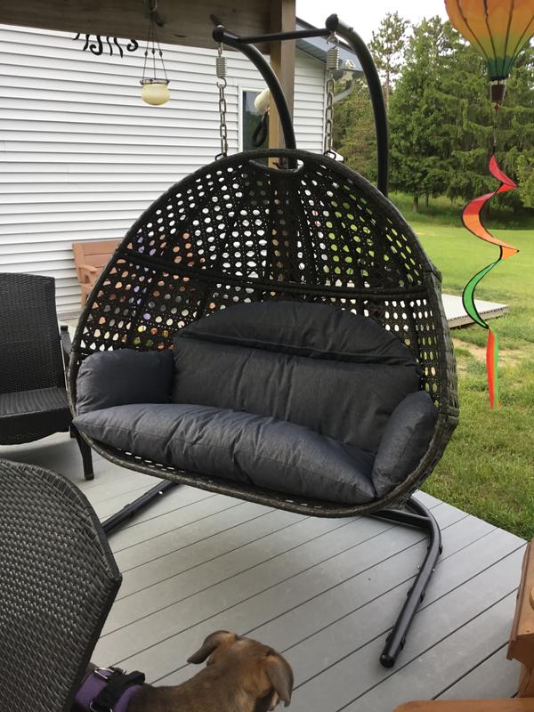 Upland Swing Chair Wicker Brown Iron Frame Hanging Egg Chair