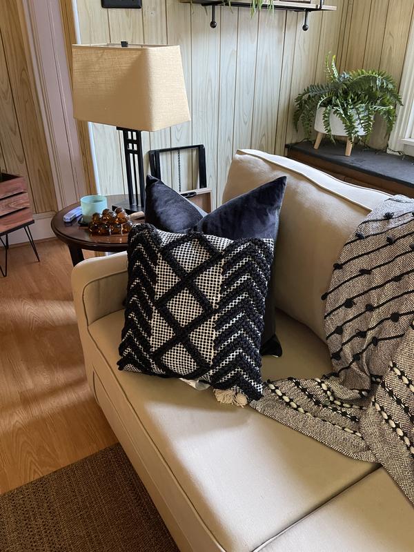 Origin 21 Striped Black/White Square Throw Pillow in the Outdoor Decorative  Pillows department at