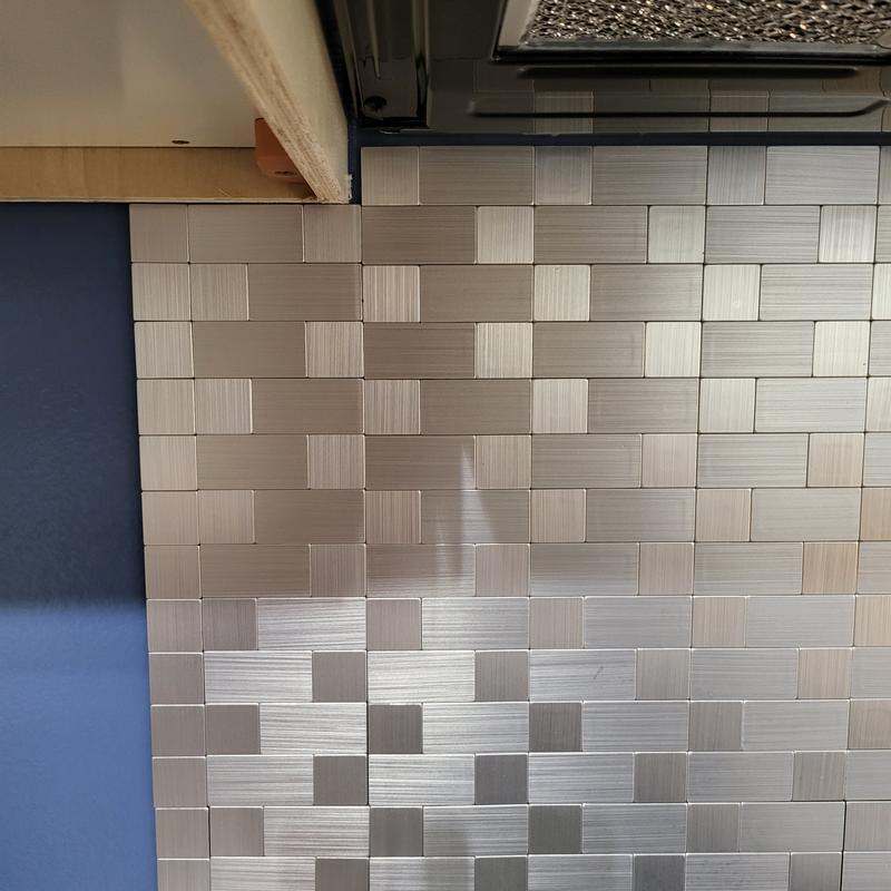 Peel&Stick Mosaics Peel and Stick Stainless-Block 12-in x 12-in Metallic Metal Linear Mosaic Peel & Stick Tile
