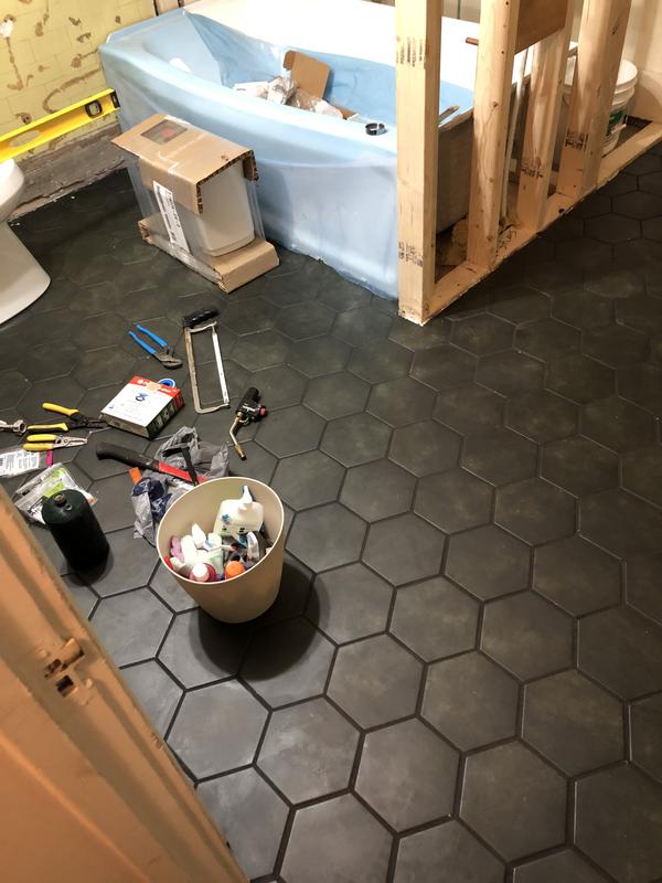 Satori Nouveau Nero 7-in x 8-in Matte Porcelain Encaustic Hexagon Floor and Wall Tile (0.28-sq. ft/ Piece)