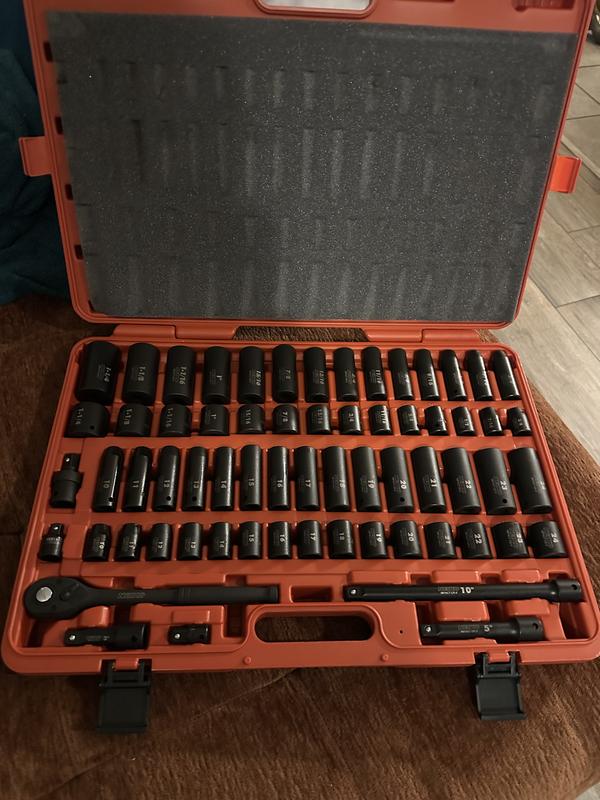 NEIKO 65-Piece Standard (SAE) and Metric 1/2-in Drive Set 6-point