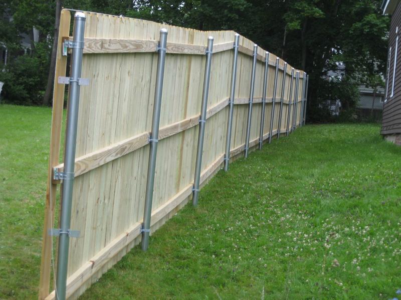 Install Wood Fence Panels with Metal Posts Mu Wood to Metal Line Post Adapter 