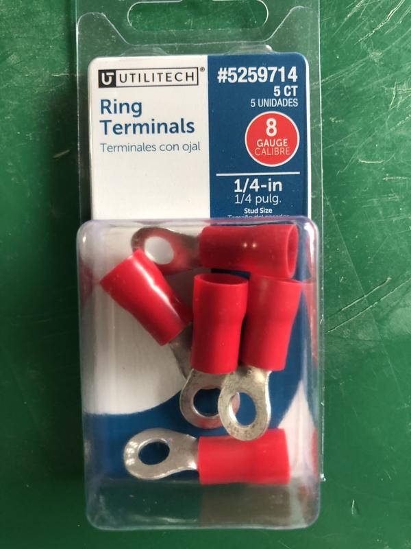 Utilitech 8 AWG 1/4 in. Stud Vinyl Insulated Ring Red 5 -Count in the ...