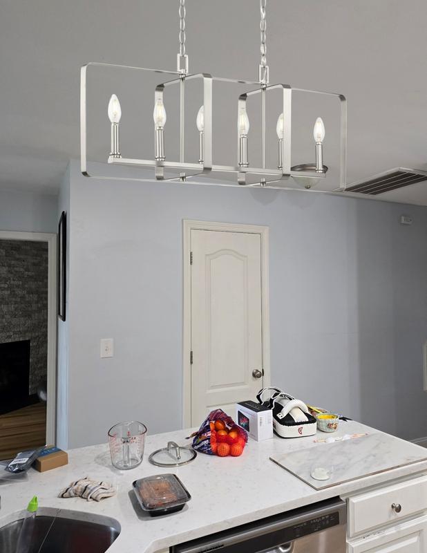 Progress Lighting McColl 6-Light Vintage Brass Transitional Linear Large Hanging Kitchen Island Light