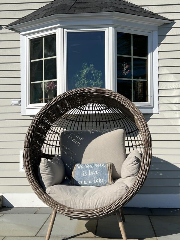 Origin 21 Dunes Wicker Brown Steel Frame Stationary Egg Chair with Tan ...
