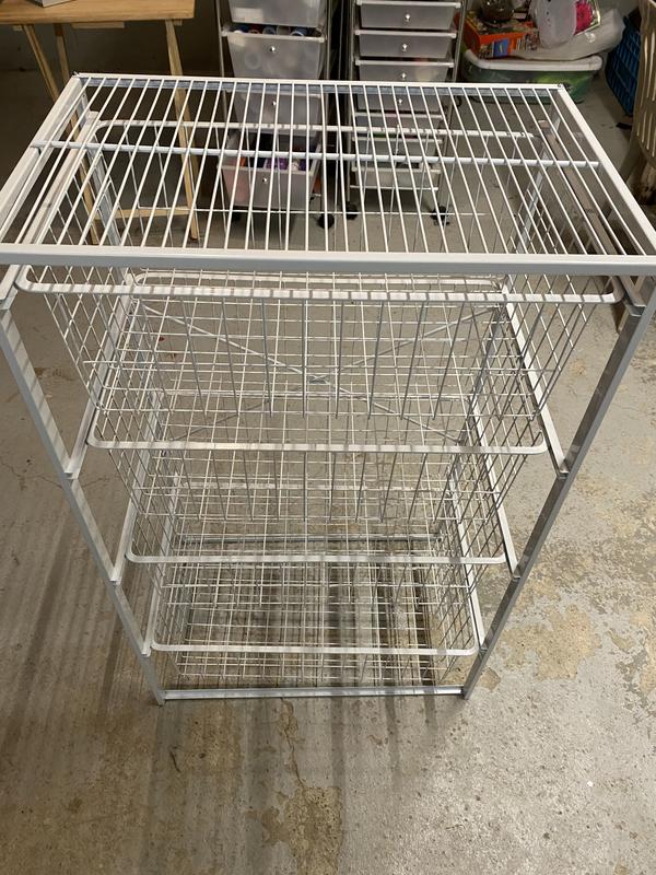 35.94 in. H x 21.65 in. W White Steel 4-Drawer Close Mesh Wire Basket