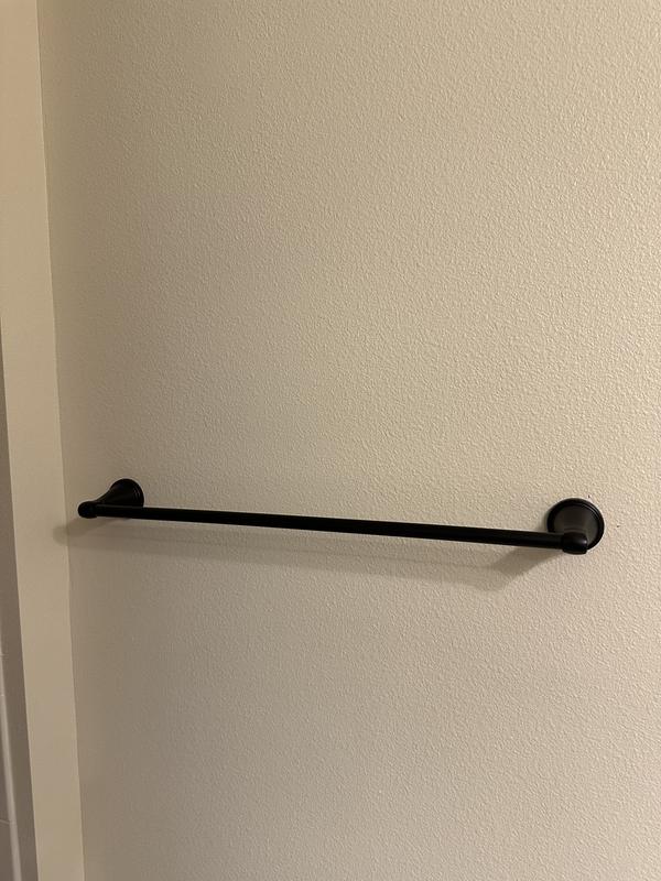 Delta Becker 24-in Matte Black Wall Mount Single Towel Bar in the