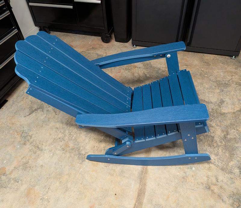Livewood Foldable Adirondack Rocking Chair Navy Blue HDPE Frame Rocking ...