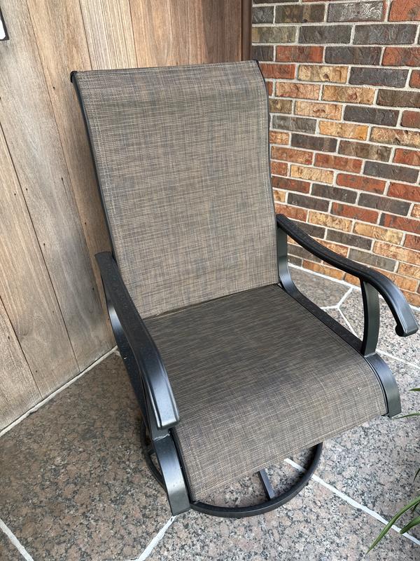 Nuu Garden Patio Chairs Set of 2 Black Iron Frame Swivel Dining Chair ...