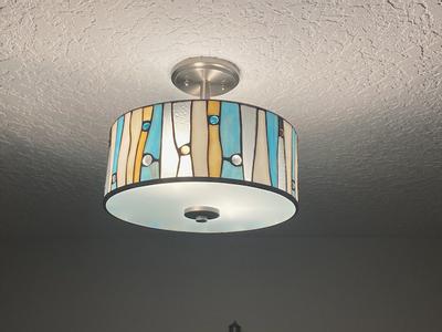 Portfolio 13-in Brushed Nickel Tiffany Incandescent Semi-flush Mount Light Portfolio 13-in Brushed Nickel Tiffany Incandescent Semi-flush Mount Light