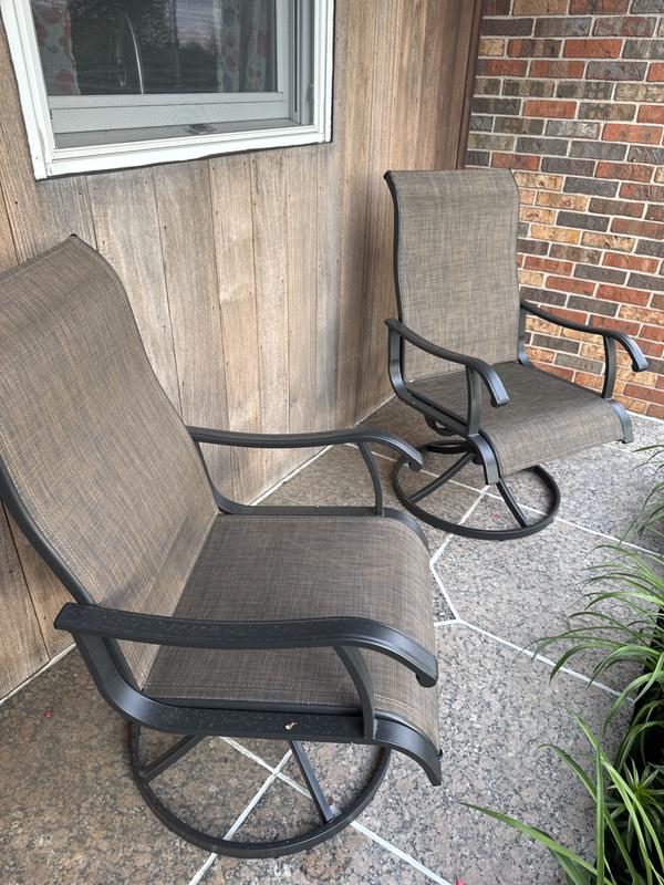 Nuu Garden Patio Chairs Set of 2 Black Iron Frame Swivel Dining Chair ...