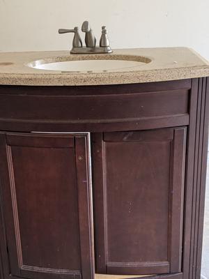 Style Selections Delyse 30-in White Single Sink Bathroom Vanity with Pepper Solid Surface Top