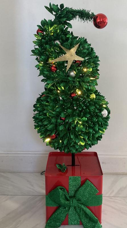 The Grinch Lighted Topiary Tree Light outlets Up LED