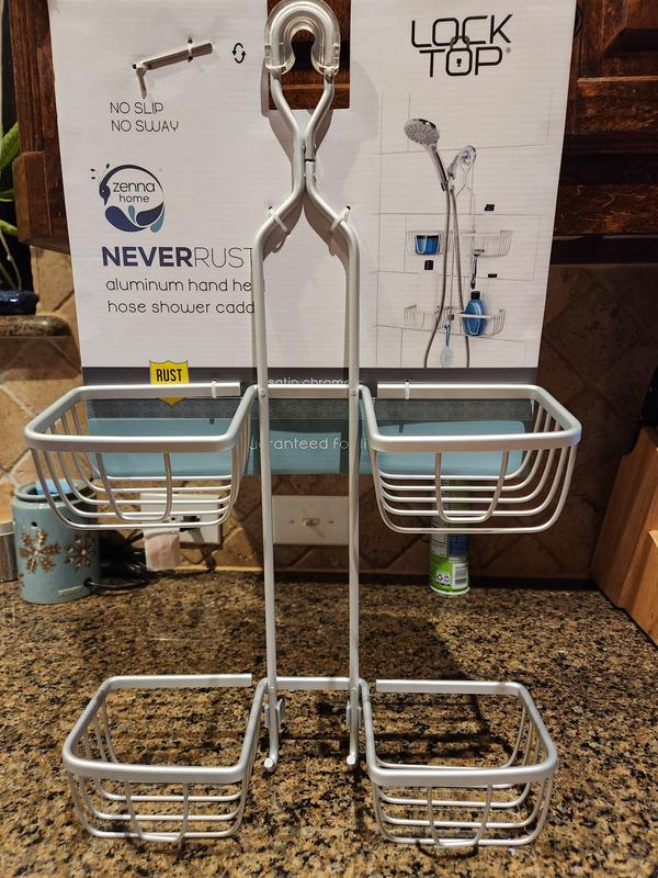 IDesign Verona Hanging Shower Caddy – Metal Wire Organizer For Handheld Shower Heads, Silver