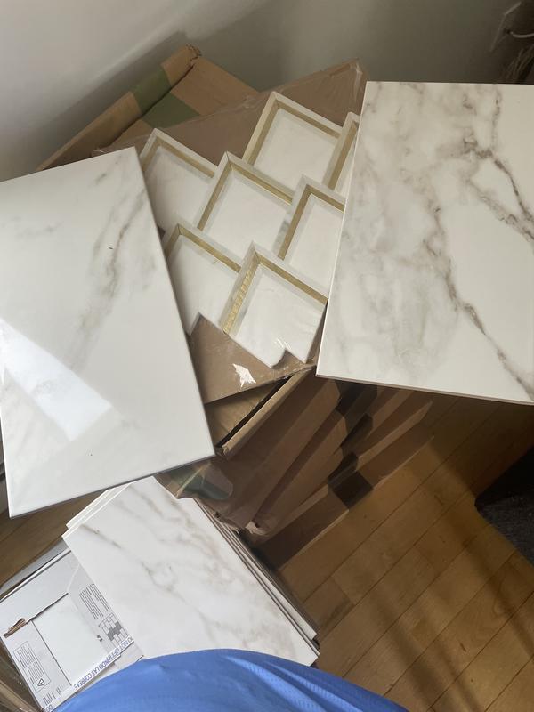 Satori Calacatta Novello 12-in x 24-in Glazed Ceramic Marble Look Wall Tile (1.93-sq. ft/ Piece)