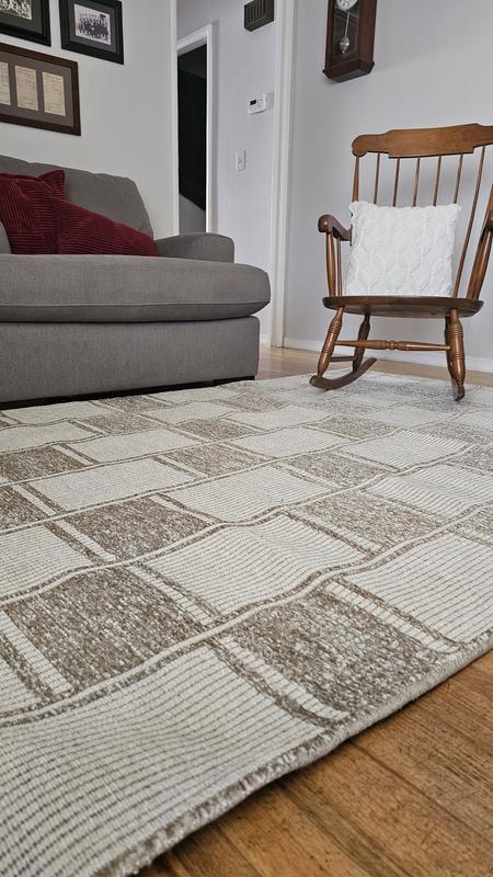 allen + roth Sahara Checkmate 5 x 8 (ft) Loomed Polyester Prairie Taupe ...