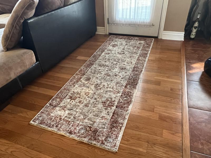 allen + roth Monarch Border 2 x 8 (ft) Flatweave Polyester Rust ...