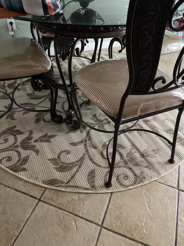 Unique Loom Victorian Outdoor 6 X 6 (ft) Beige Round Indoor/Outdoor ...