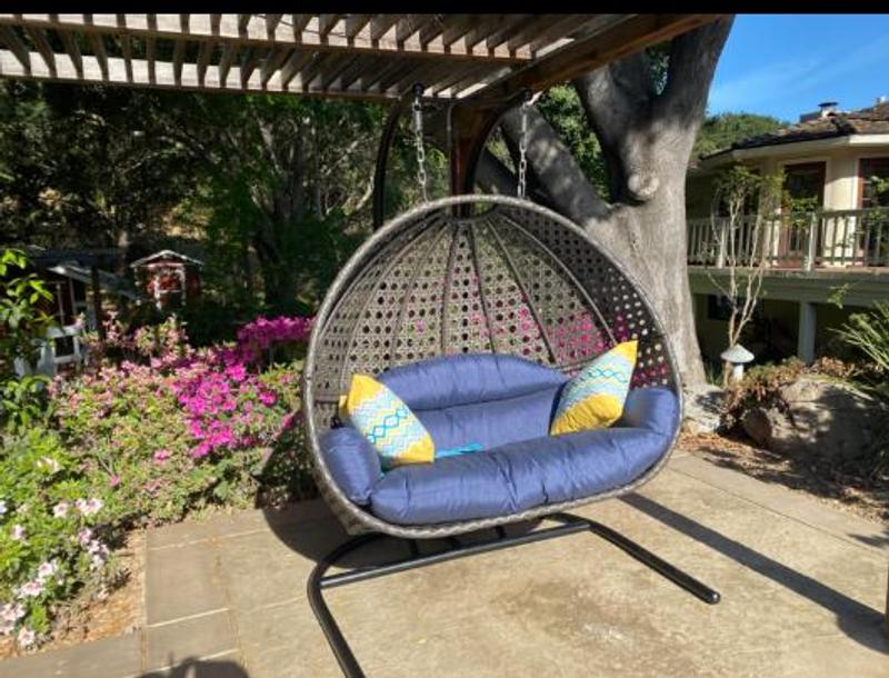 Upland Swing Chair Wicker Brown Iron Frame Hanging Egg Chair