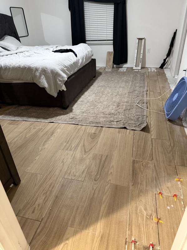 allen + roth Maui Honey 8-in x 32-in Matte Porcelain Wood Look