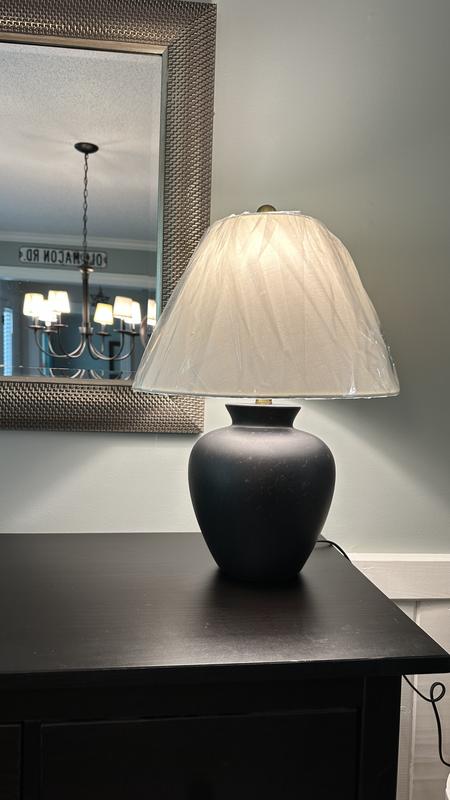 Livabliss Dalle 14.38-in Gray On/Off Switch Table Lamp with Linen Shade ...