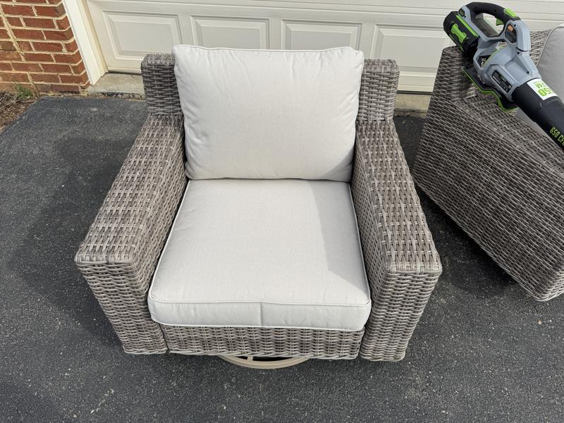 allen + roth Miles Park Set of 2 Woven Tan Steel Frame Swivel rocker ...
